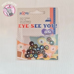 16 Yeux brodés thermocollants 10mm